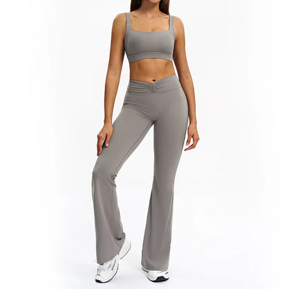 SWELTERING 2PCS Yoga Set Fitness Gym Tracksuit Sportswear Women Workout Outfits High Waist Leggings Sports Bra Athletic Wear