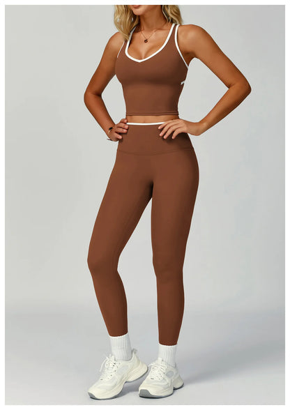 2 Pieces Gym Tracksuit Women Clothes Yoga Set Workout Outfits Fitness Sportswear High Waist Leggings Sports Bra Athletic Wear