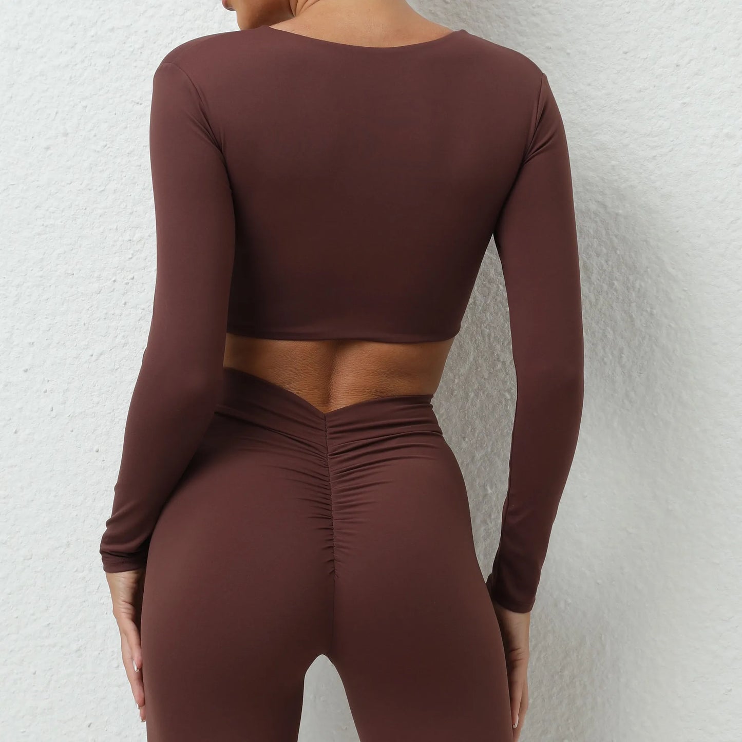 Sexy Creased Long Sleeve Crop Top Women Yoga Clothing Quick Dry Gym Long Sleeved Shirt Women Clothes Running Workout Sportswear