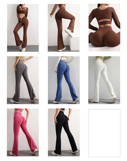 TRY TO BN Flare Scrunch Leggings Yoga Pants Fitness Workout High Waist Sports Leggings Push Up Tights Women Gym Outfits Clothing