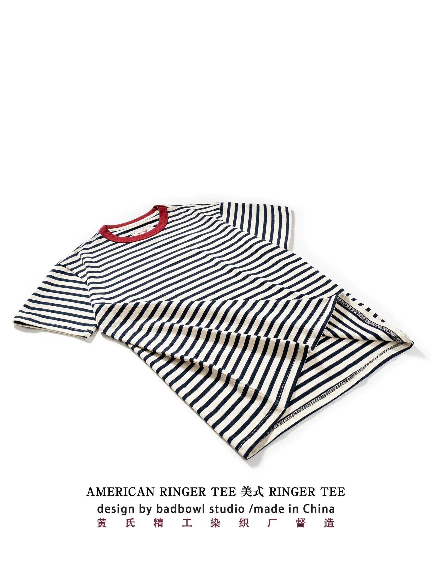 Summer new pure cotton T-shirt men's American retro contrasting shirt versatile couple short sleeved T-shirt striped base shirt