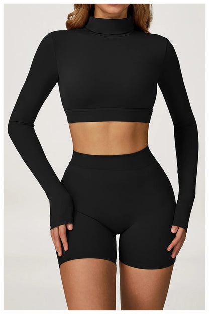 Female Gym Workout Shirts Yoga T-Shirt Fitness Long Sleeve Breathable High Elastic Crop Top Running Push Up Sports T-Shirt