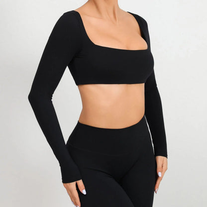 Women Yoga Shirts Crop Top Sexy Long Sleeves Shirts for Women Yoga Sports Fitness Sport Gym Clothes Running Push Up Workout Tops
