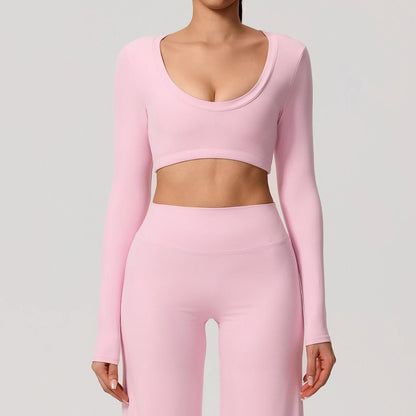 Women's Sports Long Shirt Female Backless Yoga Breathable Soft Shirt Autumn and Winter Training Top Woman Gym Sportswear