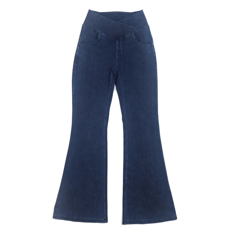 SOISOU Sexy Jeans For Women Leggings Yoga Pants Denim Bell-bottoms Soft Elastic Breathable High waist 4 Pockets Women's Pants