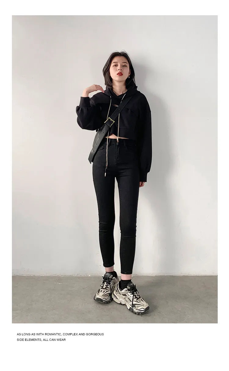 CHIC VEN Women Jeans Solid Slim Retro High Waisted Small Leg Denim Pant Skinny Pant Spring Autumn 2026