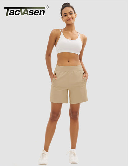 TACVASEN Women's High Waisted Hiking Golf Shorts with 4 Pockets 7" Lightweight Stretchy Athletic Running Summer Shorts Quick Dry
