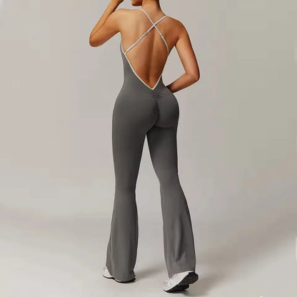 One-Piece Back V-Neck Sexy Suit Gym Set Women Training Suit Sportswear Women Sports Suit Fitness Rompers Stretch Training Suits