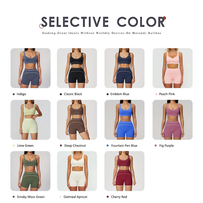 Hearuisavy Summer Yoga Set 2Pcs Women High Support Push Up Sports Top Butt-Lifting Fitness Pants Outdoor Cycling Sports Bra Suit
