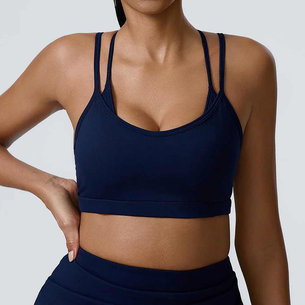 Yoga  Fitness Madam Bras Sexy Back Sports  Breathable Anti Shock Tank Top Fitness Sexy Breathable Underwear For Madam Yoga Gym