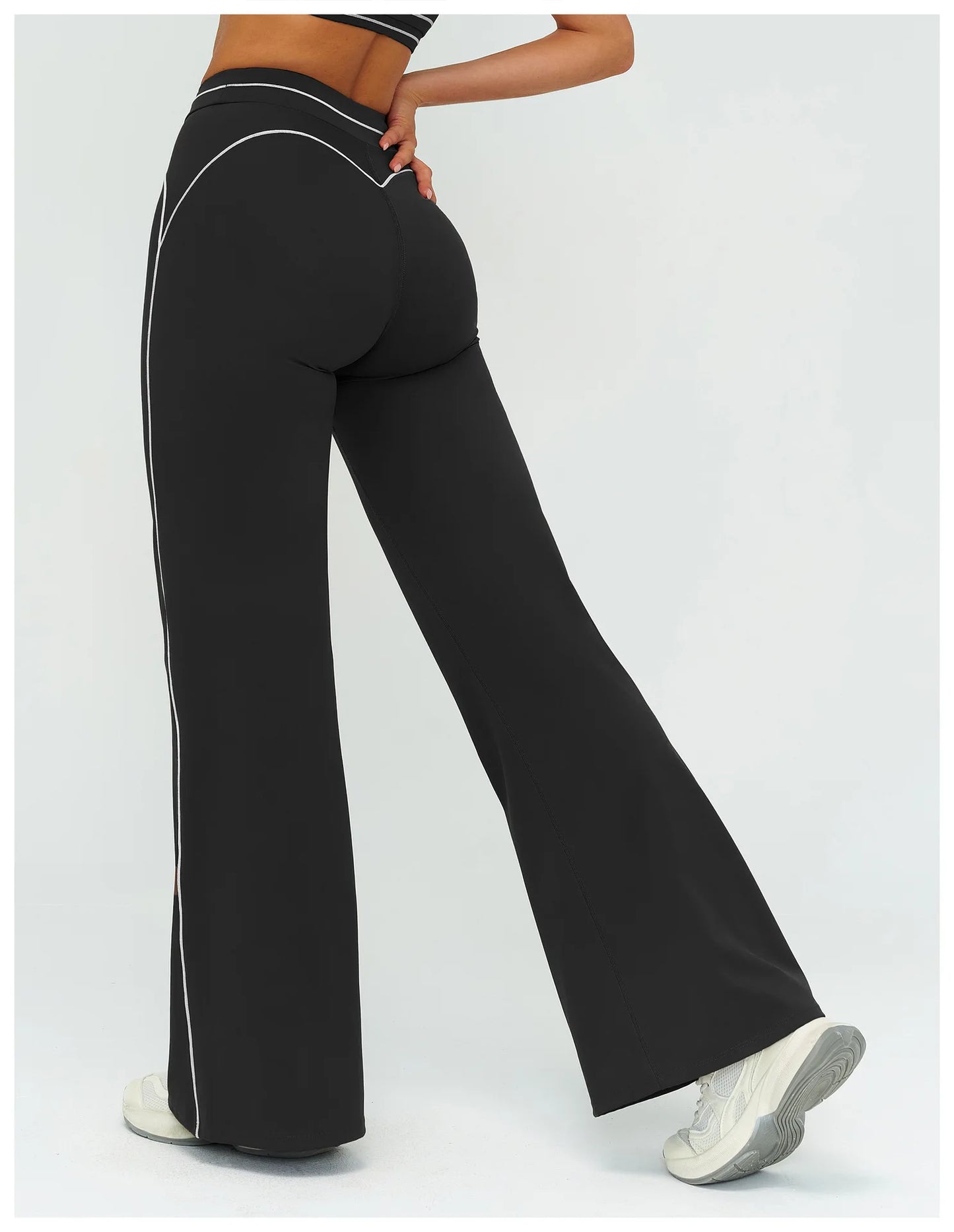 High Waist Yoga Wide Leg Pants Women Gym Fitness Bell-bottoms Pants Push Up Sports Trousers Female Casual Workout Flared Pants