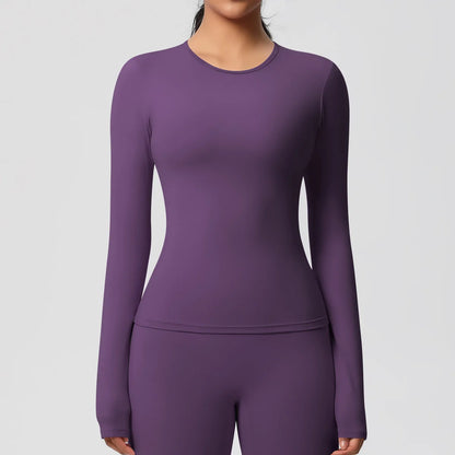 SWELTERING Women Yoga T-shirts Sports Top Long Sleeve Gym Workout Running Shirts Exposed Navel Quick Dry Fitness Gym Sport Wear