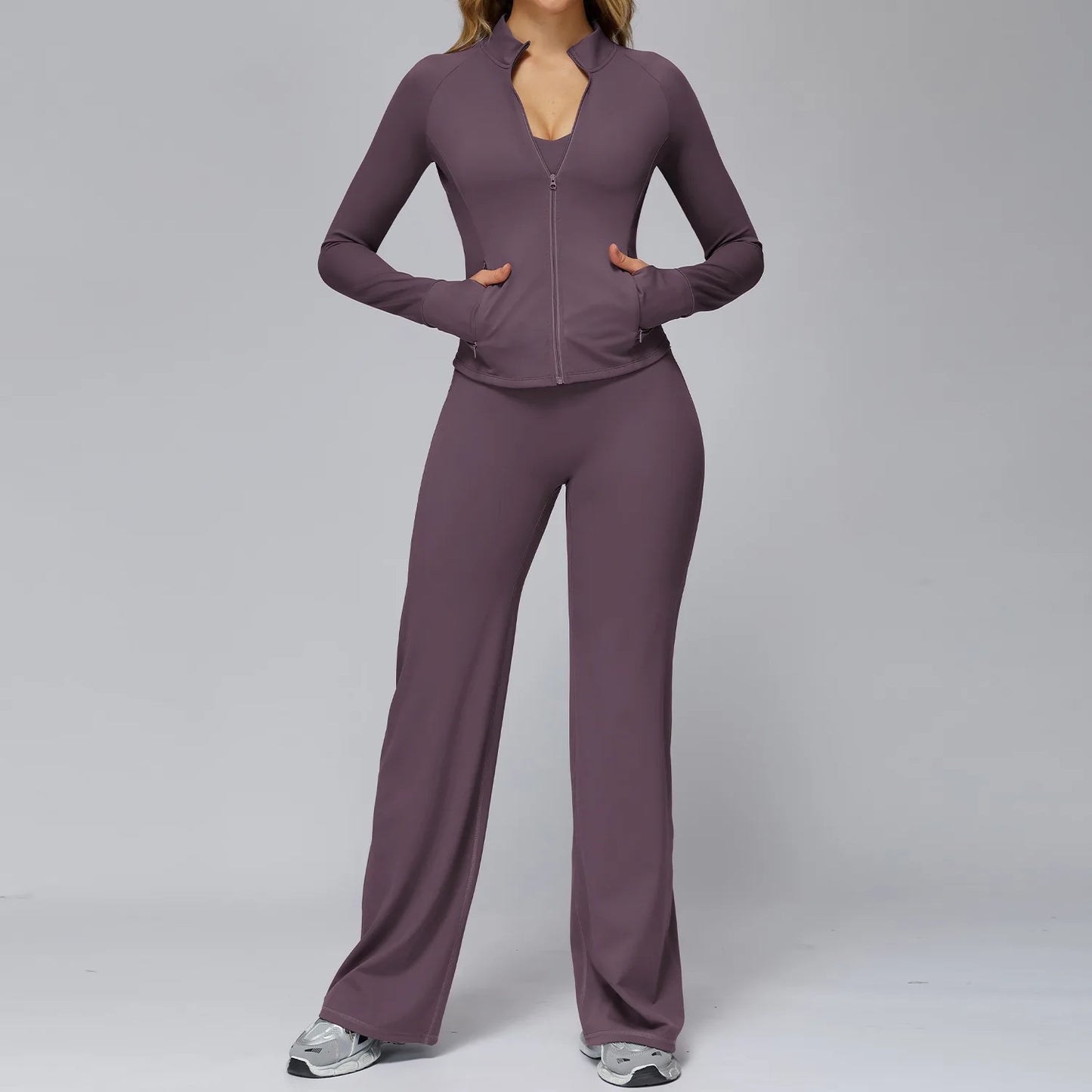 Yoga Set 2/3PCS Women Clothes Sports Outfits Fitness Tracksuit Yoga Suits Gym Legging Workout Long Sleeved Female Bra Sportswear