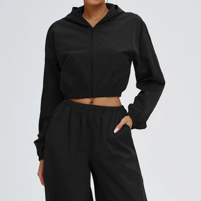 Women Outdoors Sun Protection Yoga Long Sleeve Zipper and Pockets Gym Fitness Jacket Female Running Workout Sports Yoga Shirts