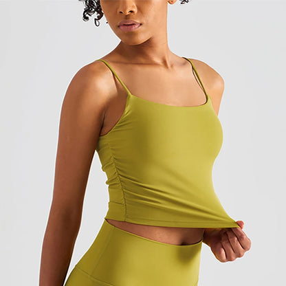 Fashion New Women Sports Tops Side Pleats Sexy Yoga Bras Suspender Nylon Elastic Women Workout Vest Gym Bra Tops Girl Sportswear