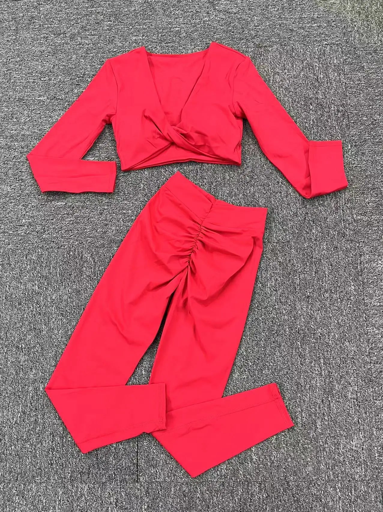 Yoga Set Women Clothes Workout Set 2 Pieces Sportswear Gym Clothing Fitness Long Sleeve Crop Top High Waist Leggings Sports Suit
