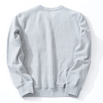 Men's Amekaji 490g Heavyweight French Terry Sweatshirt - Solid Color Crew Neck Pullover Kangaroo Pocket Thick Hoodie