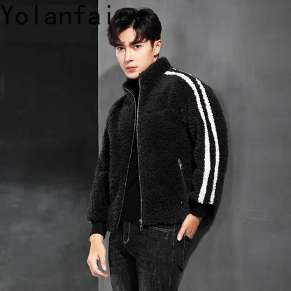 YOLANFAIRY 100% Wool Mens Real Fur Coat Men Luxury Clothing Winter Jacket For Men High Quality Short Jacket куртка мужская 2024