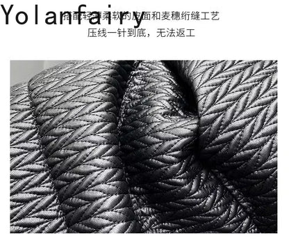 YOLANFAIRY Luxury Top Layer Sheepskin Leather Jackets for Man 2025 Winter Fashion White Goose Down Coat Warm Black Puffer Jacket