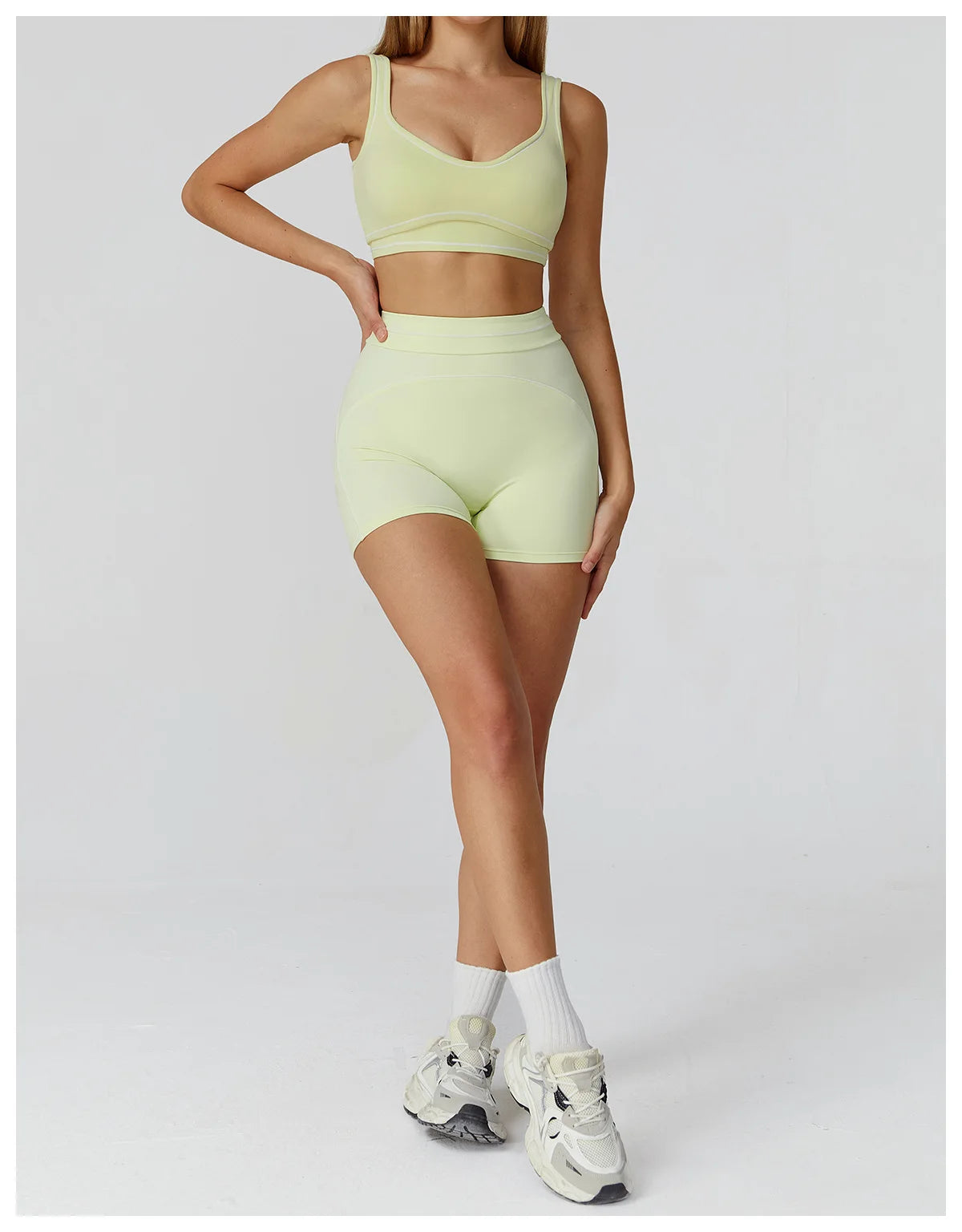 Hearuisavy Summer Yoga Set 2Pcs Women High Support Push Up Sports Top Butt-Lifting Fitness Pants Outdoor Cycling Sports Bra Suit