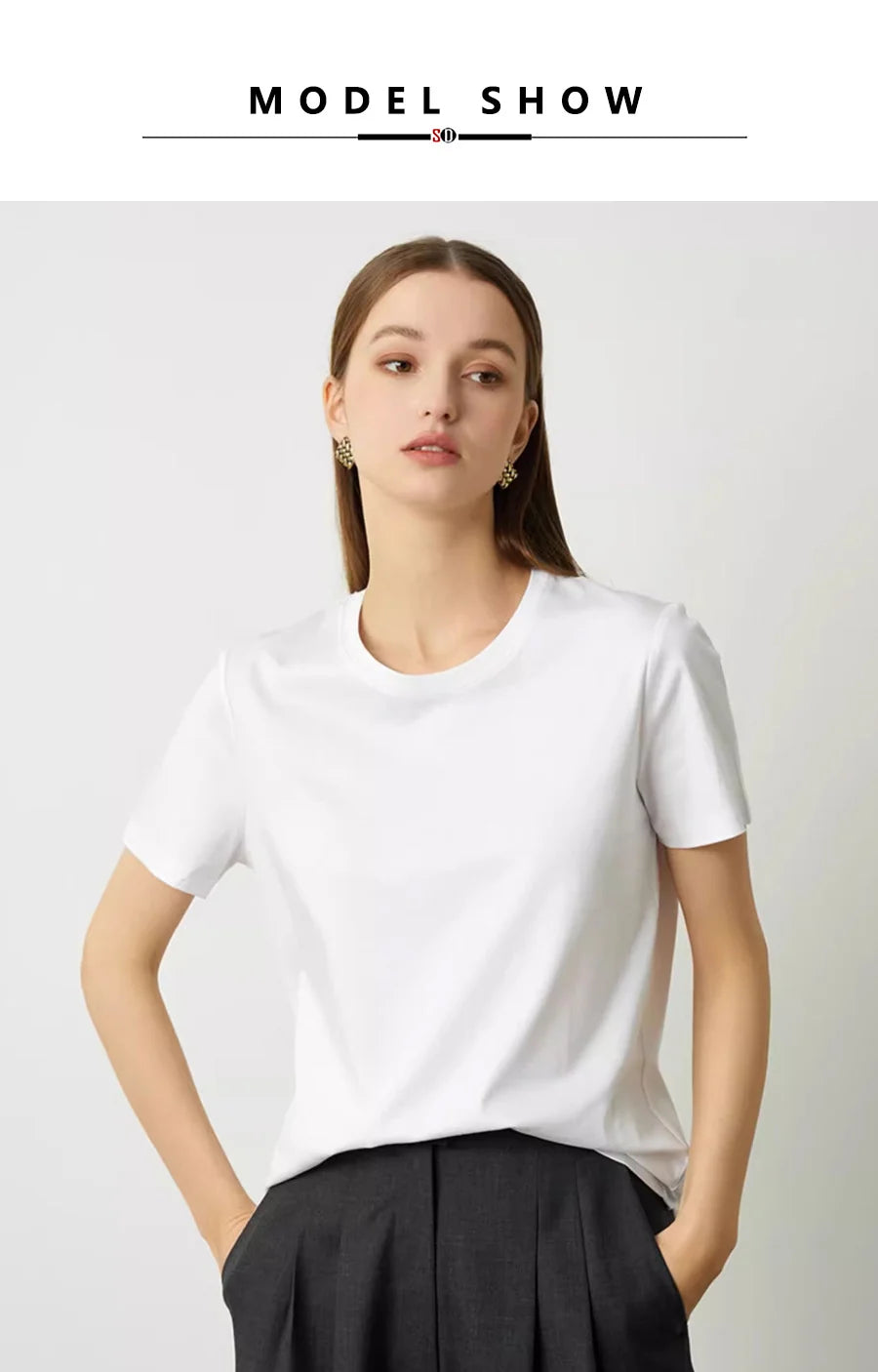 SuyaDream,Women Solid T shirts, 10%Silk 58%Cotton, V Neck, Short Sleeved Tee, 2025 Summer Candy Colors Basic Cozy Top