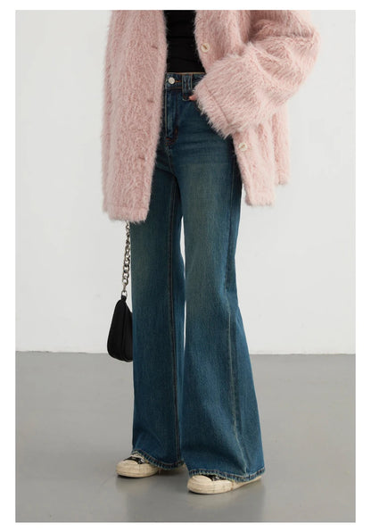 CHIC VEN Women Jeans New High Waist Flare Denim Pants Micro Elastic Woman Trousers Horseshoe Pant Female Autumn Winter 2023
