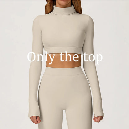 Female Gym Workout Shirts Yoga T-Shirt Fitness Long Sleeve Breathable High Elastic Crop Top Running Push Up Sports T-Shirt