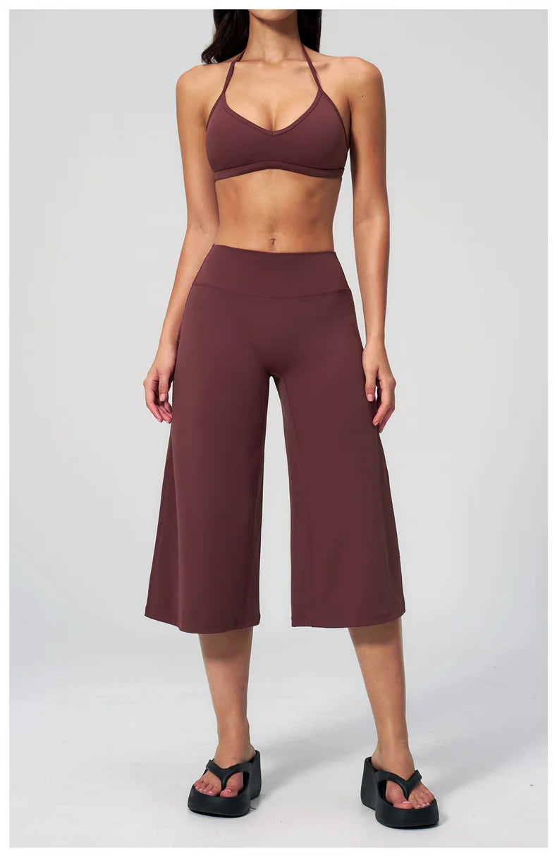TRY TO BN Wide Leg Yoga Medium Pants Women Naked Feel High Waist Tummy Control Buttery Soft Gym Fitness Running Workout Bottoms