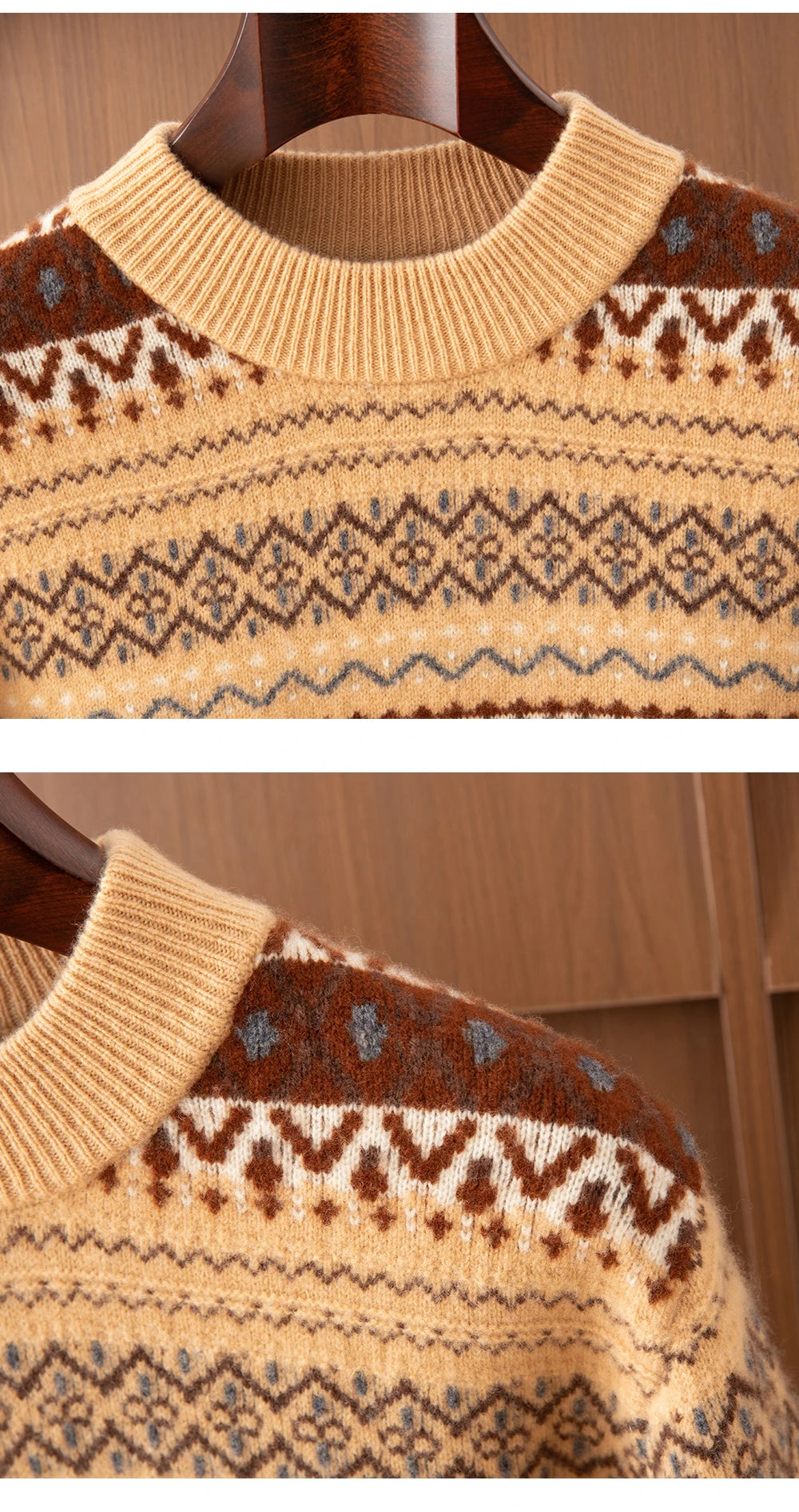 Autumn/Winter New Men's Sweater Jumper 100% Pure Wool Knitt Half High Neck Pullover Business Casual Jacquard Thickened Menswear