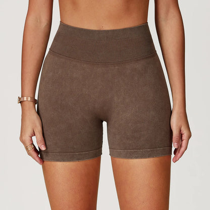 Sand Washed Yoga Shorts Women Yoga Shorts High Waist Workout Shorts Fitness Yoga Lift Butt Fitness Yoga Gym Running Short Pants