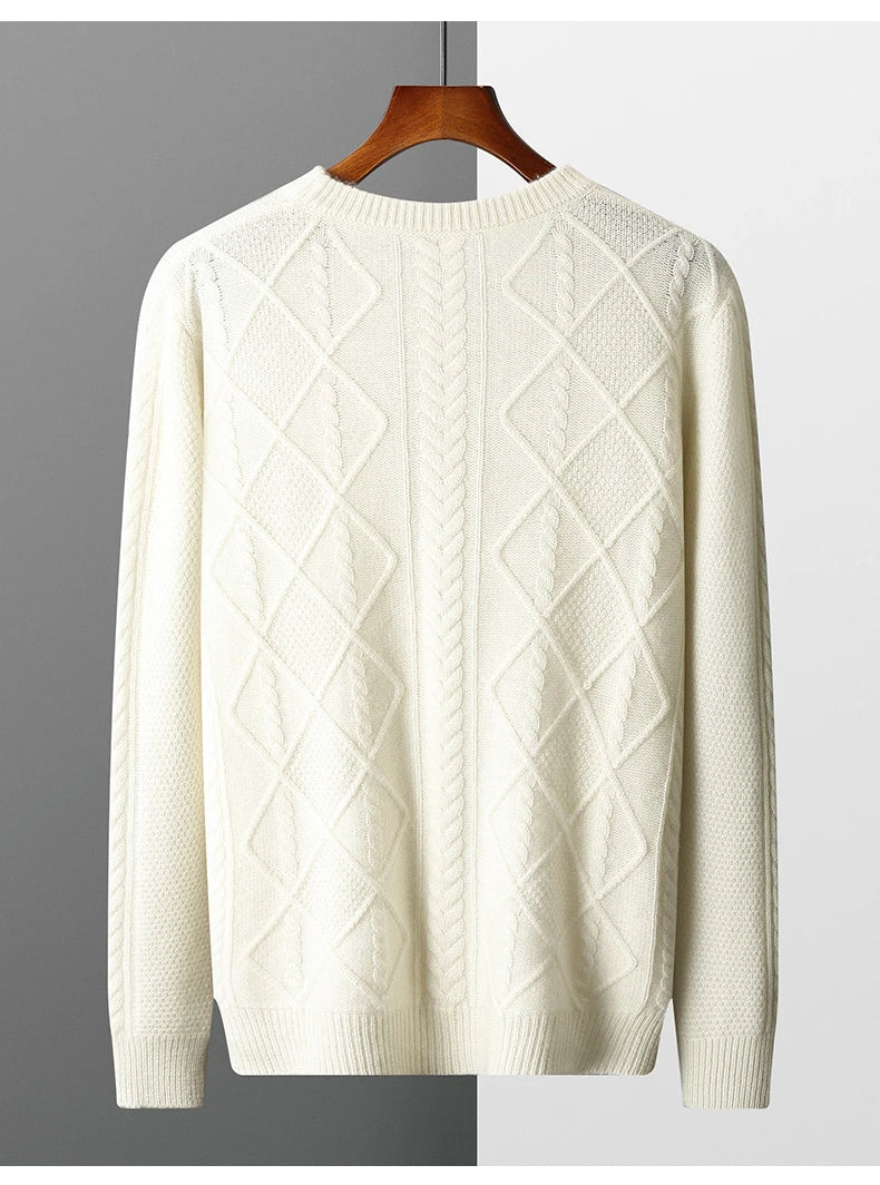 100% Pure Merino Wool Pullover 2025 Autumn/Winter New Men's Round Neck Business Casual Cashmere Sweater Loose Solid Color Tops