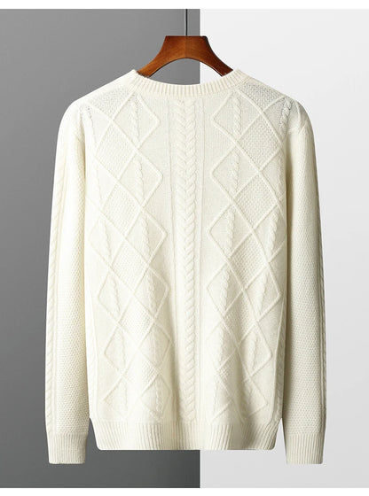 100% Pure Merino Wool Pullover 2025 Autumn/Winter New Men's Round Neck Business Casual Cashmere Sweater Loose Solid Color Tops