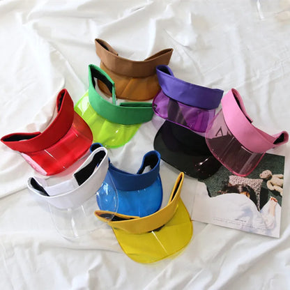 Custom Logo Acrylic Empty Top Hat For Women Men Fashion Transparent Sun Hat Breathable Adjustable Tennis Golf Running Sports Cap