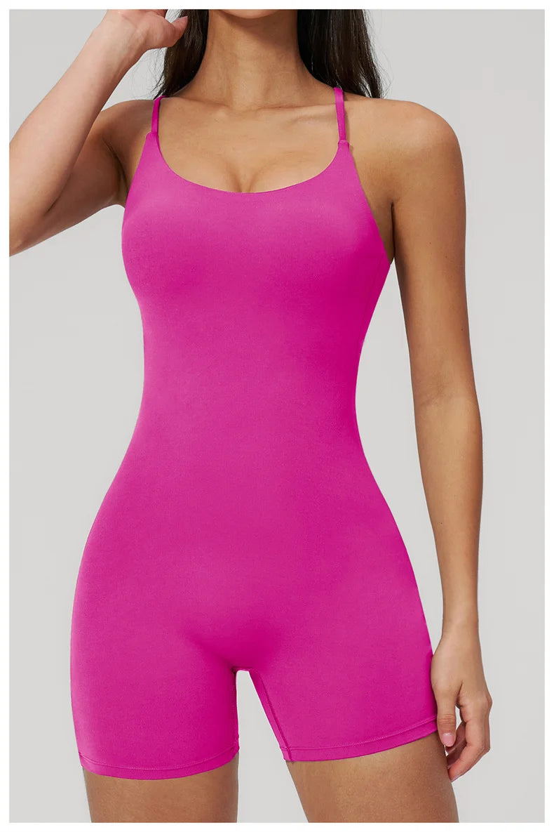 TRY TO BN Yoga Jumpsuit Shorts Cross Beautiful Back Sportswear Fitness Bodysuit One Piece Set Workout Running Gym Women Clothing