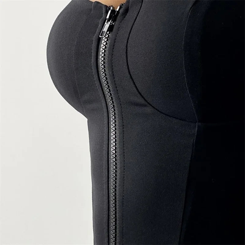 Cloud Hide SEXY Zipper Sports Jacket for Women Long Sleeve Black Yoga Shirt Gym Fitness Coat Running Autumn Winter Workout Top