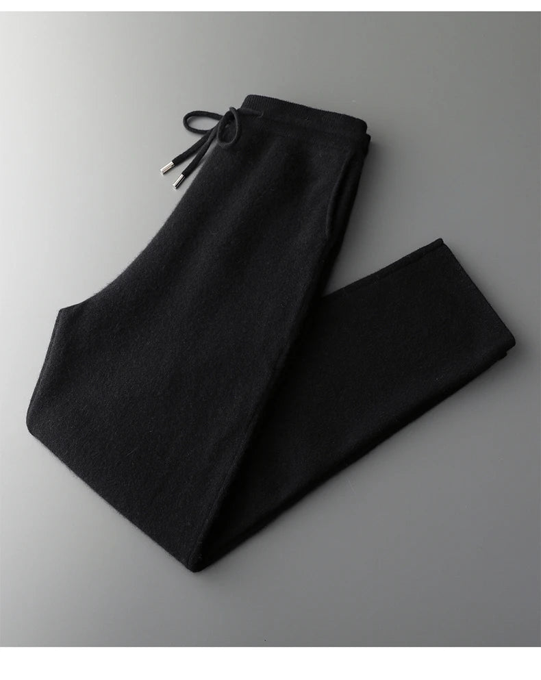 DjzDsm New Autumn Winter Men's 100% Pure Cashmere Thick Button Cardigan Set Cashmere Knitted Casual Shorts 2-Piece Set Clothing