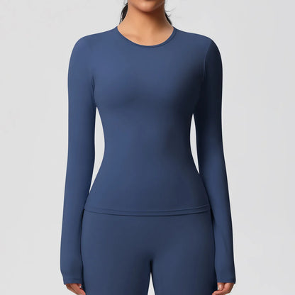 SWELTERING Women Yoga T-shirts Sports Top Long Sleeve Gym Workout Running Shirts Exposed Navel Quick Dry Fitness Gym Sport Wear
