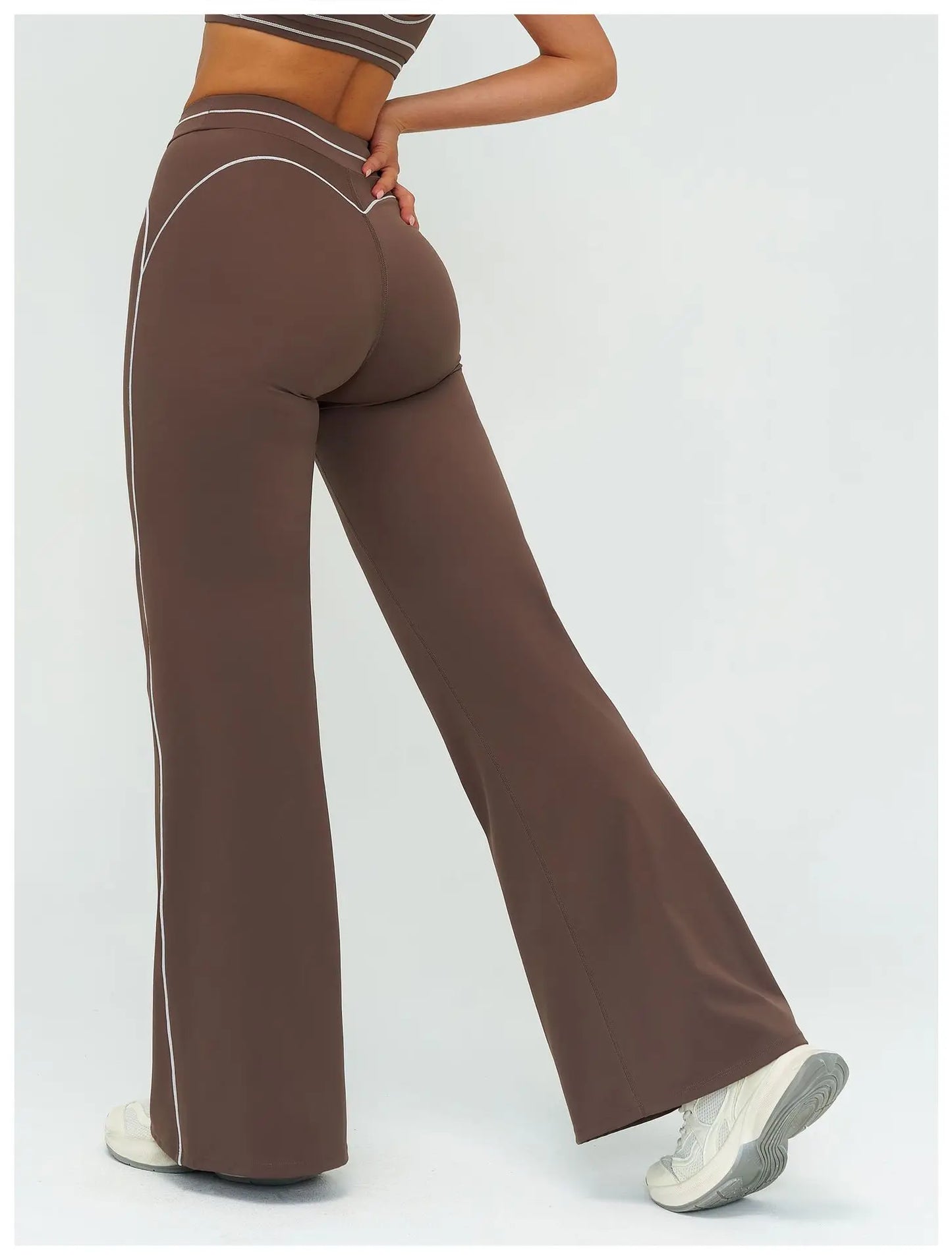 High Waist Yoga Wide Leg Pants Women Gym Fitness Bell-bottoms Pants Push Up Sports Trousers Female Casual Workout Flared Pants