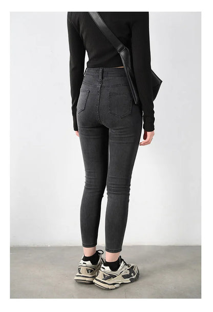 CHIC VEN Women Jeans Solid Slim Retro High Waisted Small Leg Denim Pant Skinny Pant Spring Autumn 2026