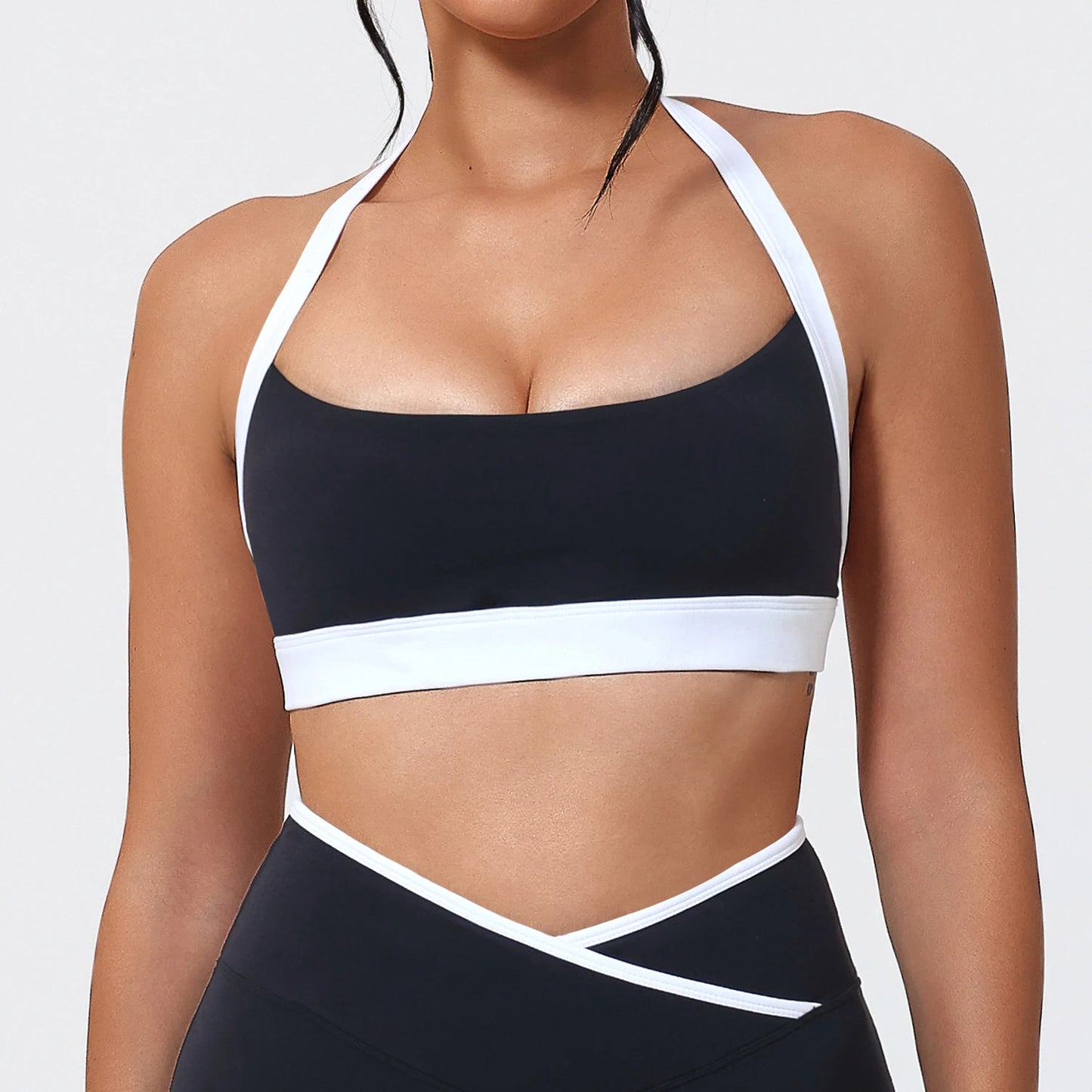 Ctenkevet Women's Color Clash Crop Top Quick-Dry Gym Bra Female Sleeveless Backless Sports Underwear for Outdoor Running CropTop