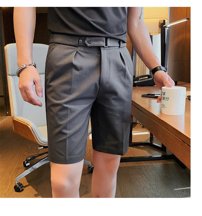 4 Color Summer British Style Suit Shorts 2023 Men Naples Business Casual Slim Fit Short Pant Fashion Slim Fit Solid Color Pants