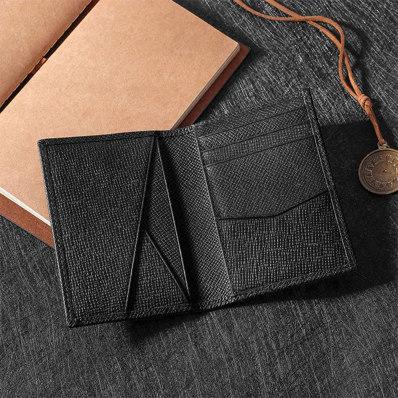 Customized Initials Genuine Leather Card Holder Bank Card Multi Card Slot Business Card Bag Commuter Wallet Men's Cover Wallet