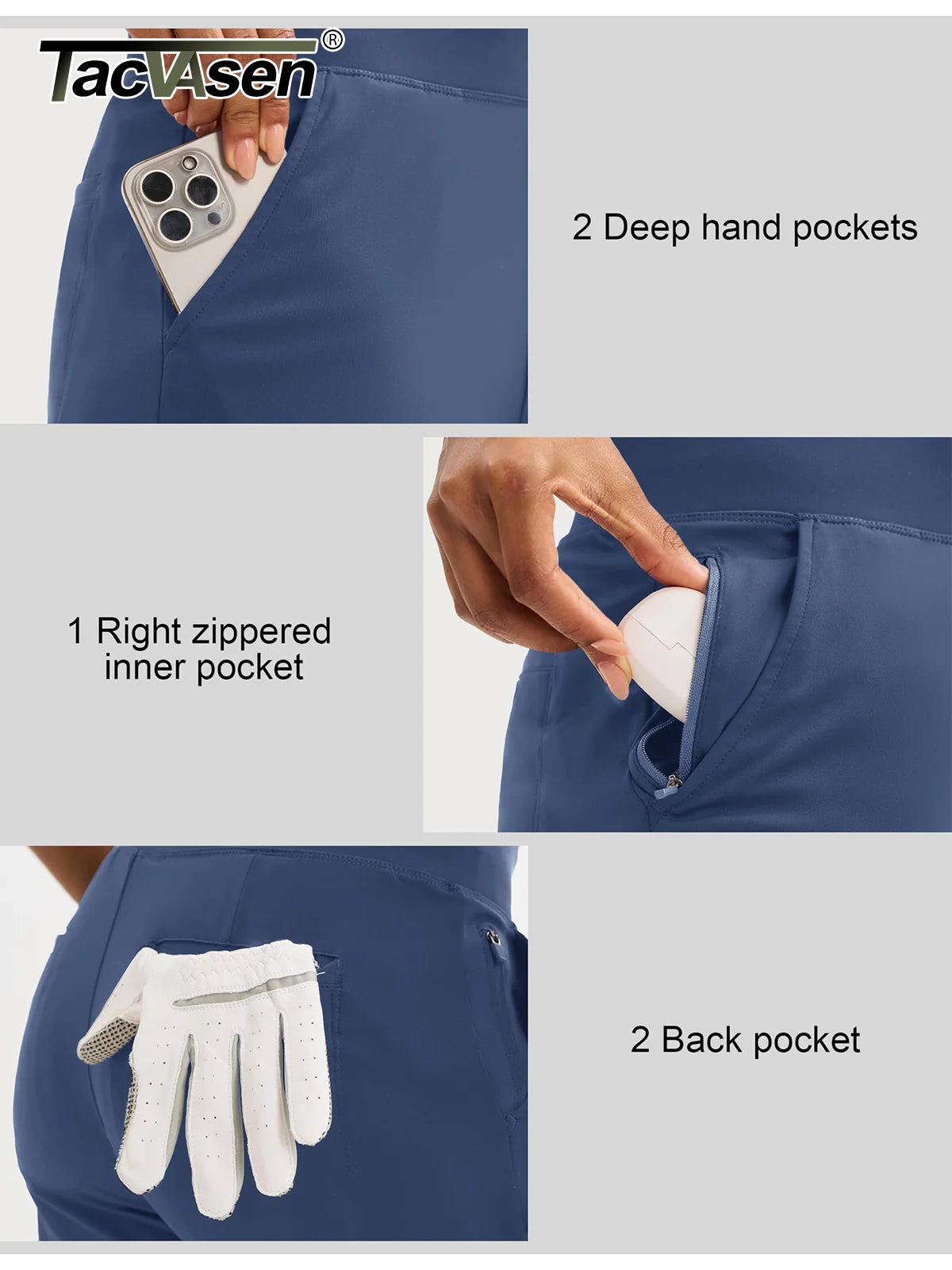TACVASEN UPF 50+ Golf Pants Women's Lightweight Quick Dry Stretch Pants High Waisted Work Athletic Casual Pants 5 Pockets