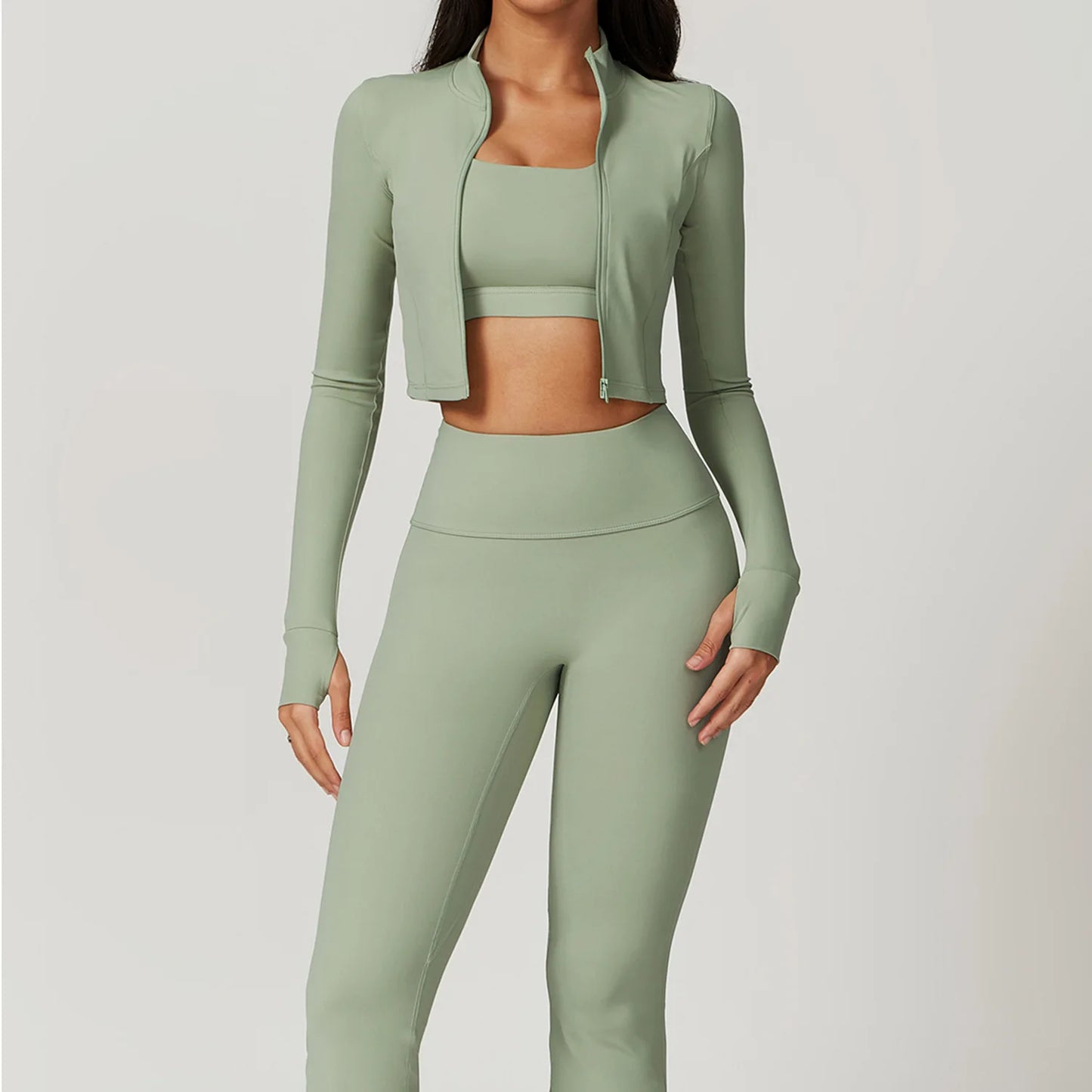 3PCS Yoga Set Gym Clothes 2 PCS Sportswear Women Yoga Suits Fitness Set women's Tracksuits Sports Jacket Long Sleeve Gym Legging
