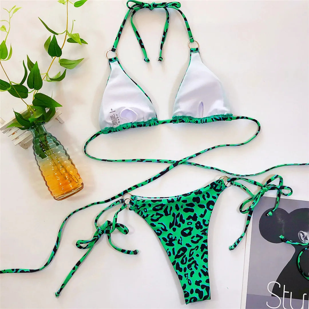 2026 Sexy Wrap Around String Thong Bikini Female Swimsuit Women Swimwear Two-pieces Bikini set Bather Bathing Suit Swim V1677