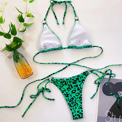 2026 Sexy Wrap Around String Thong Bikini Female Swimsuit Women Swimwear Two-pieces Bikini set Bather Bathing Suit Swim V1677