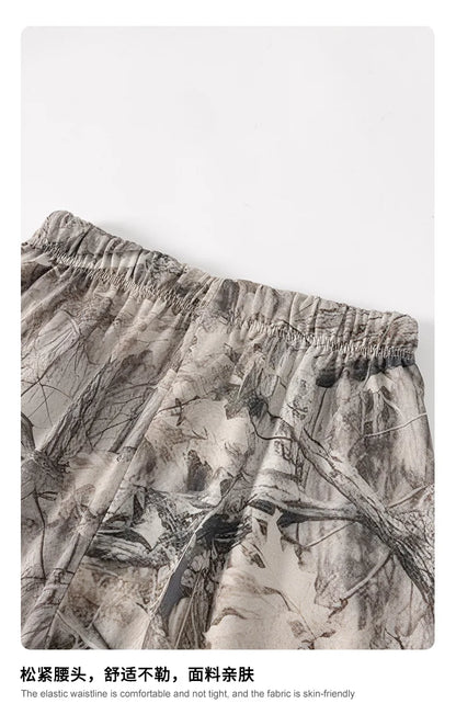 Custom LOGO men's summer camouflage splicing 240G quick-drying cotton polyester short-sleeved T-shirt loose sports shorts set