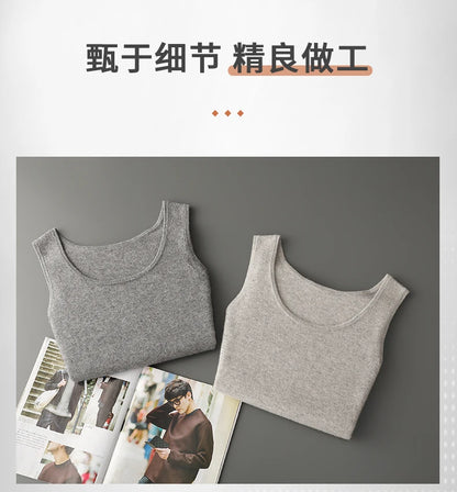 DjzDsm 2025 New H-Shaped Vest Men's Clothing 100% Pure Cashmere Pullover Solid Color Daily Interior Wear Suspender Knit Sweater