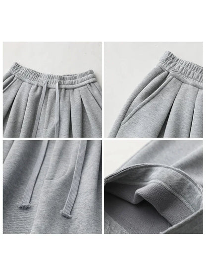 CHIC VEN Women's Pant Streetwear Solid Loose New Drawstring Sports Casual Trousers High Waisted Pants Autumn Winter 2025