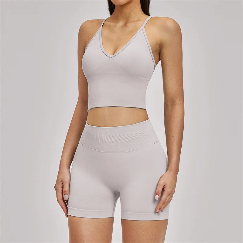 TRY TO BN Seamless Women's Tracksuit Shorts Yoga Set High Waisted Sportswear Fitness Workout Leggings Cycling Running Gym Shorts